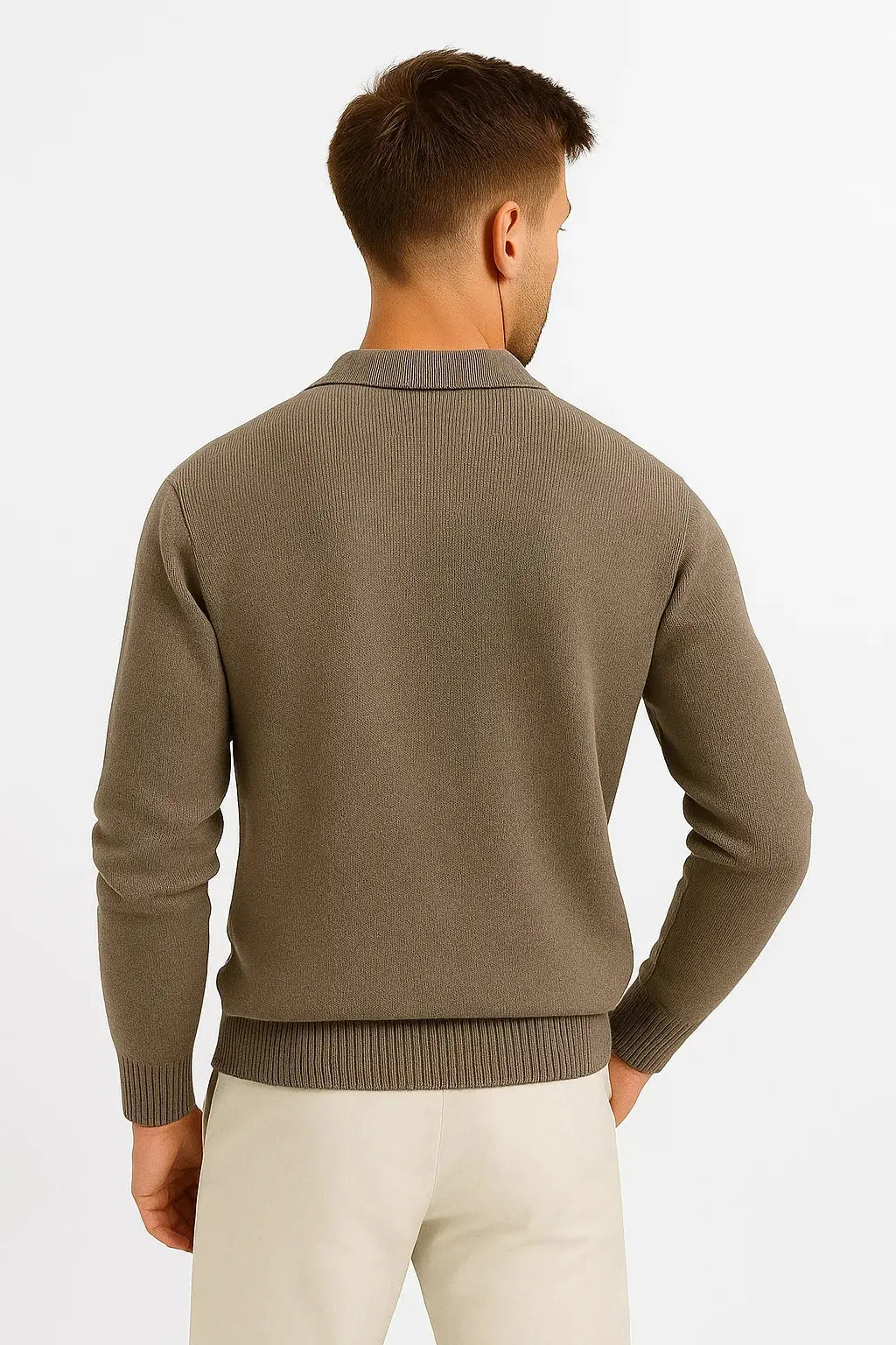 Men's Polo Sweater Long Sleeve Knitted Elegant