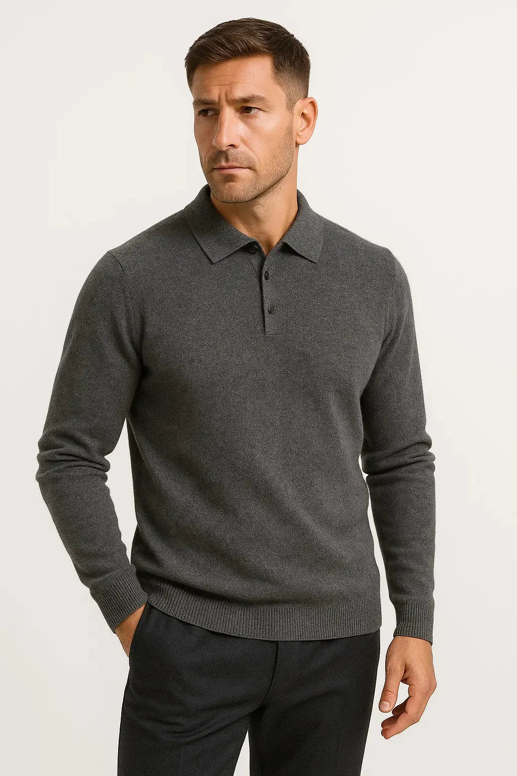 Men's Polo Sweater Long Sleeve Modern Comfort