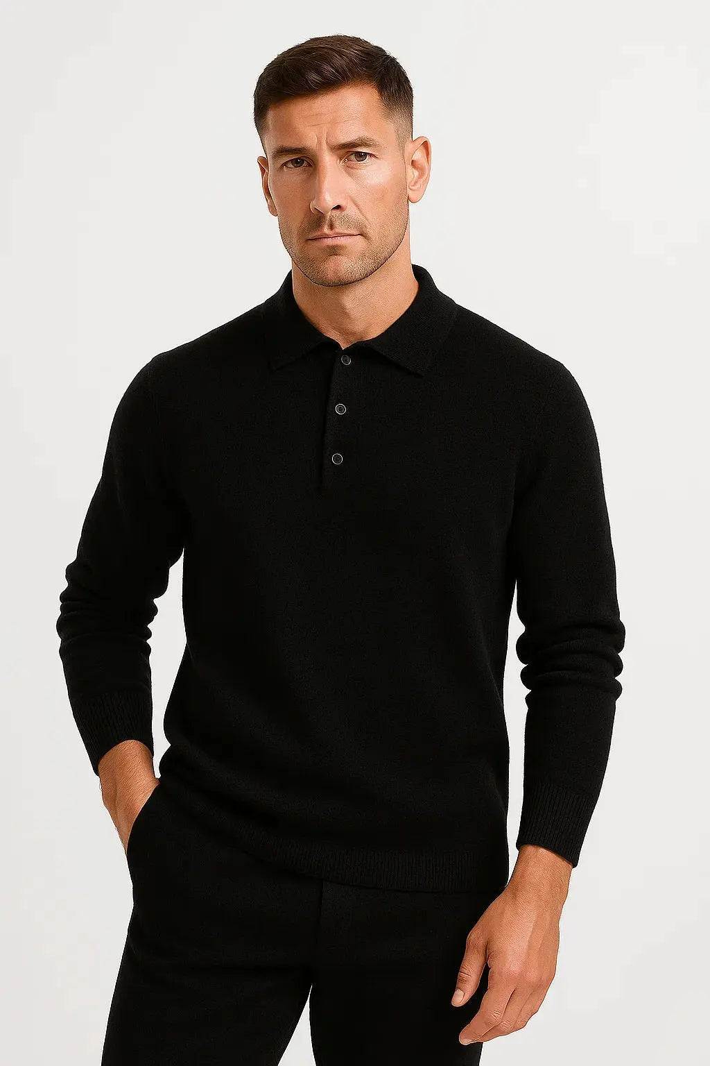 Men's Polo Sweater Long Sleeve Modern Comfort