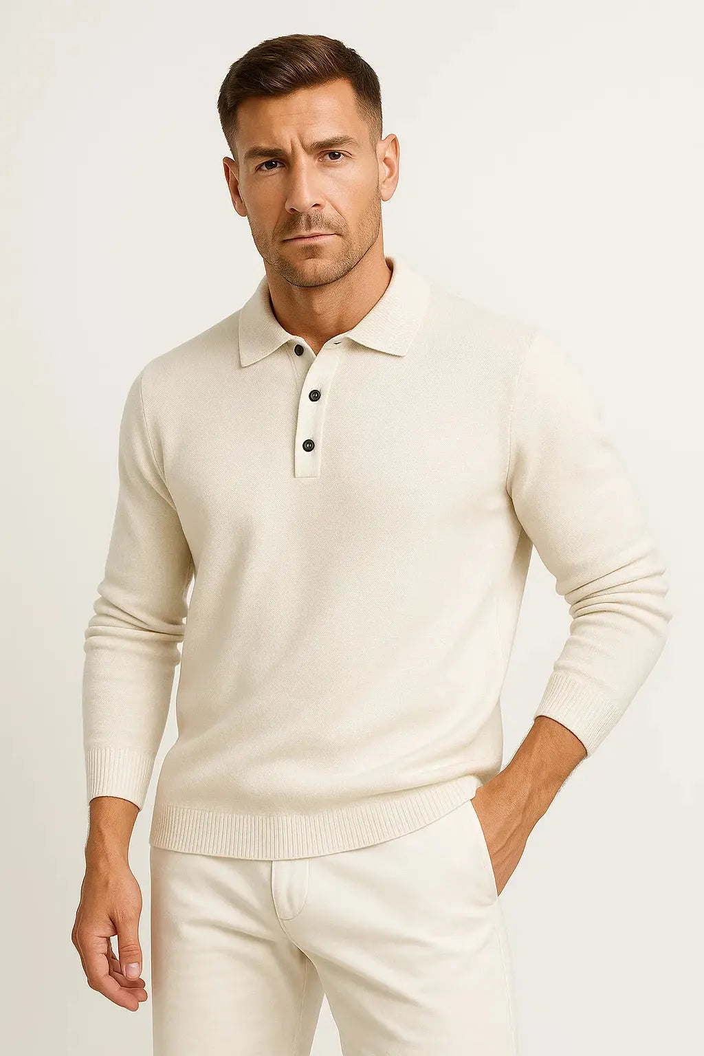 Men's Polo Sweater Long Sleeve Modern Comfort