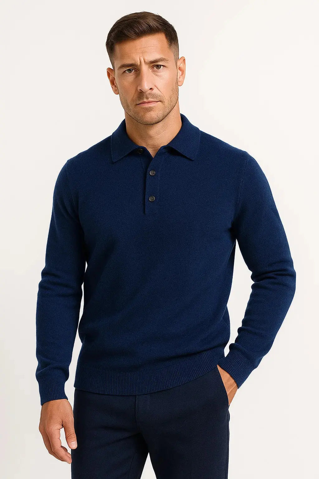 Men's Polo Sweater Long Sleeve Modern Comfort