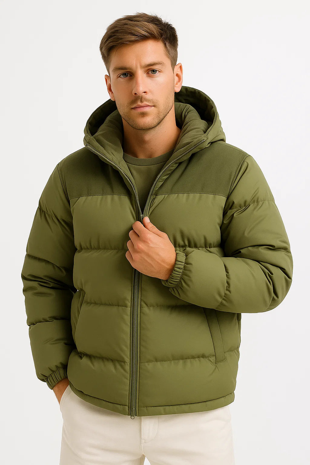 Lightweight Padded Hooded Jacket with Pockets for Men | Fall and Winter