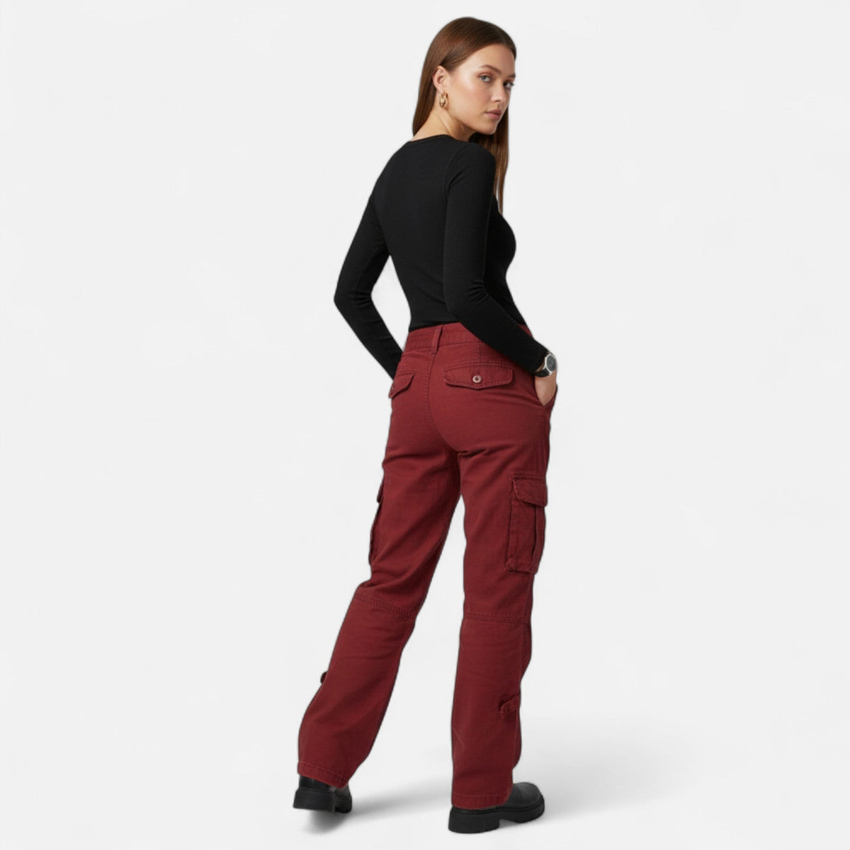 Wide Leg Relaxed Fit Cargo Pants for Women | Utility Pockets