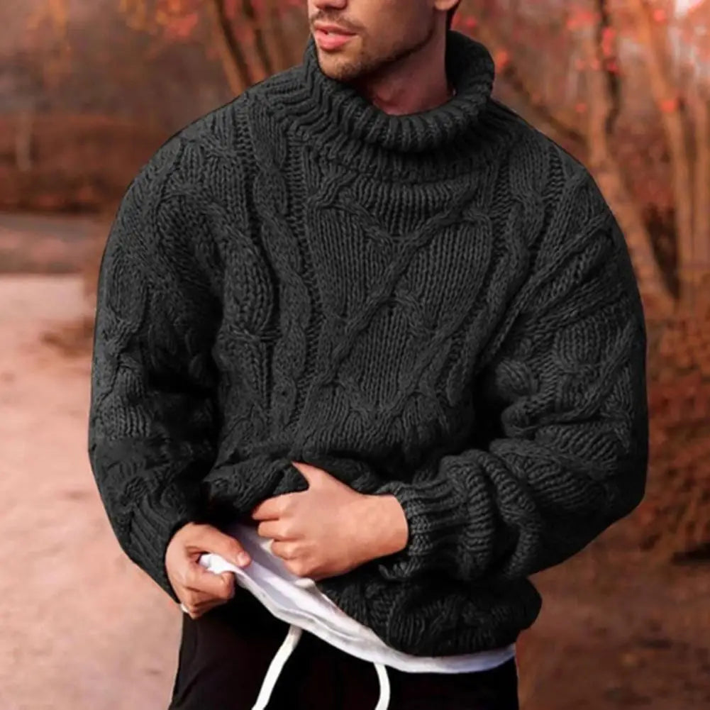 Men's Sweater™ with Cable Knit and Turtleneck