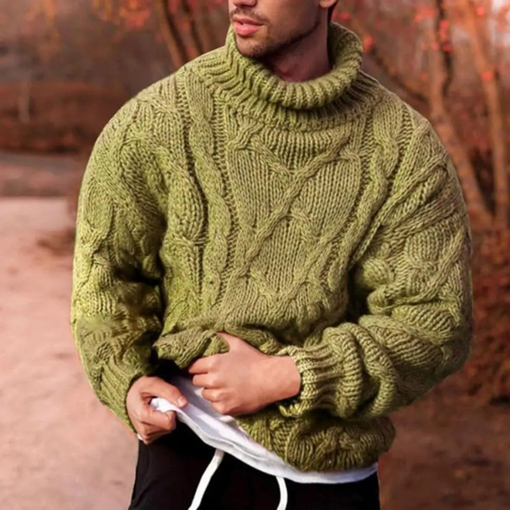 Men's Sweater™ with Cable Knit and Turtleneck