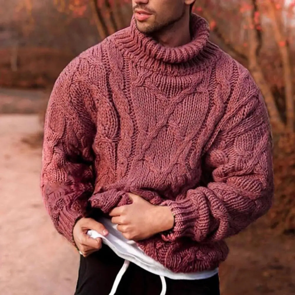 Men's Sweater™ with Cable Knit and Turtleneck