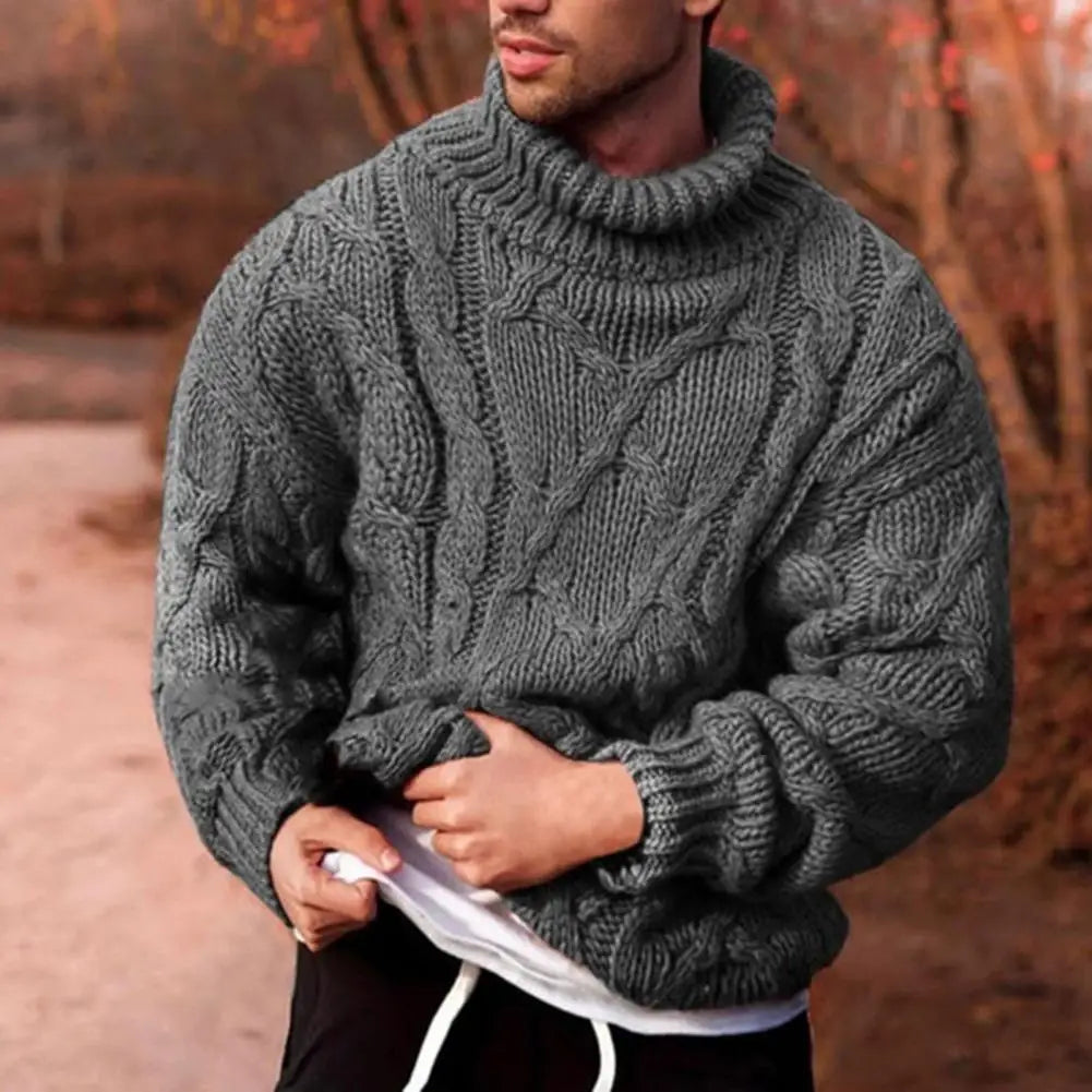Men's Sweater™ with Cable Knit and Turtleneck