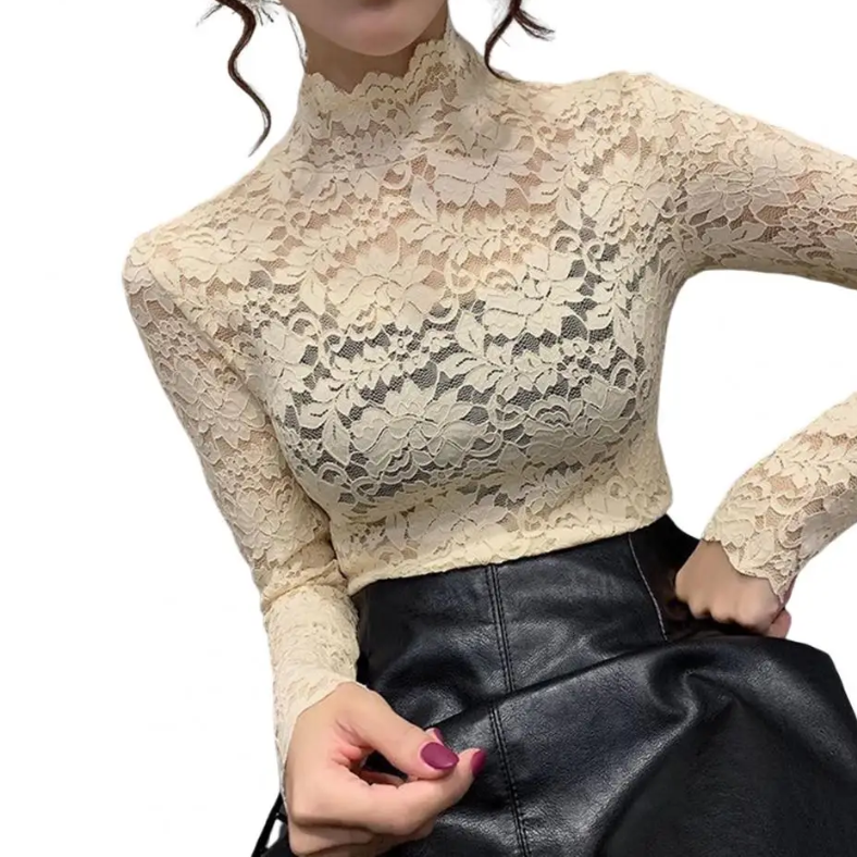 Lace™ Turtleneck | Elegant and Refined | With Floral Pattern