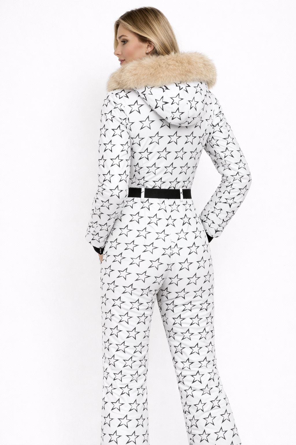 Black and White Waterproof Breathable Ski Suit Jacket Pants Set for Women