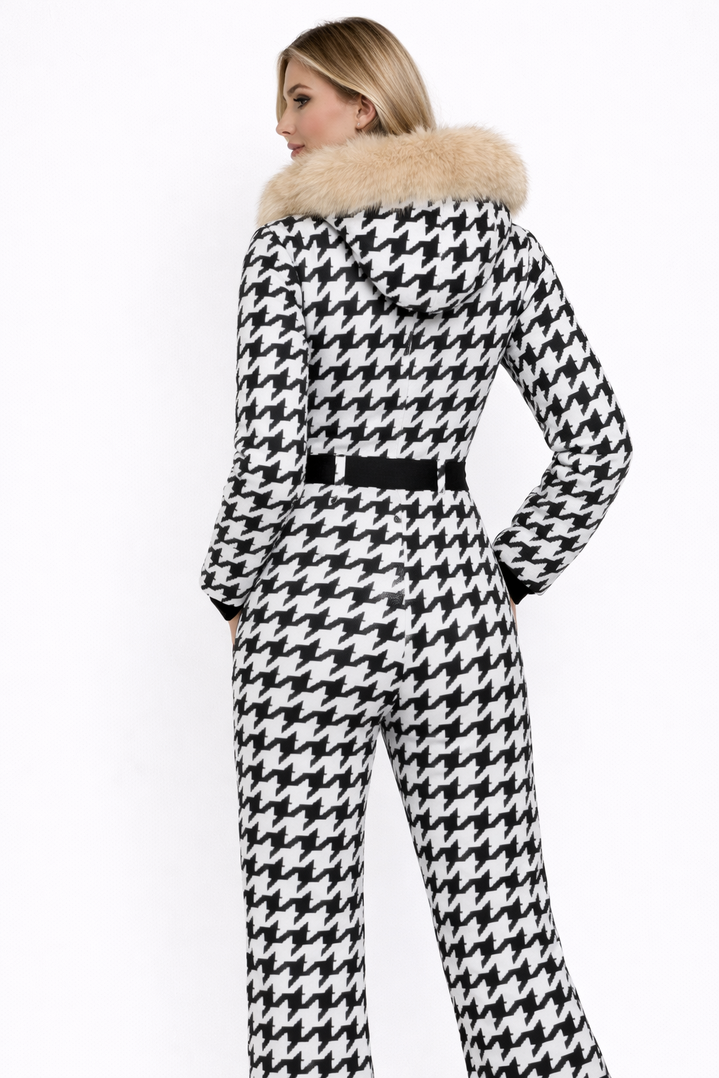 Black and White Waterproof Breathable Ski Suit Jacket Pants Set for Women