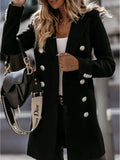Double Breasted Button Front Regular Fit Coat for Women | Cold Weather Outerwear