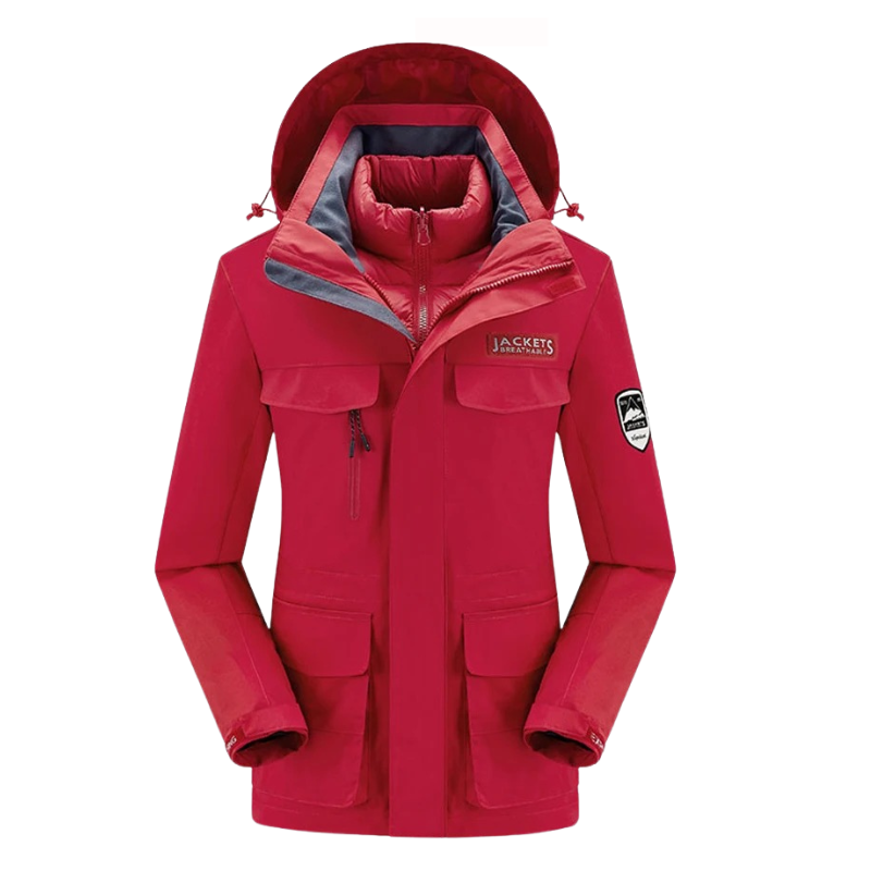 Red White Regular Fit Jacket and Pants Set for Women | Long Sleeve Two Piece