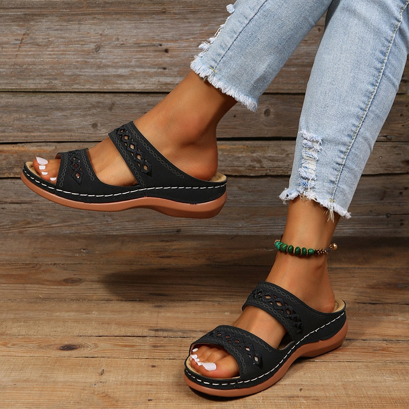 Slip On Triple Arch Support Open Toe Sandals for Women | Everyday Casual Wear