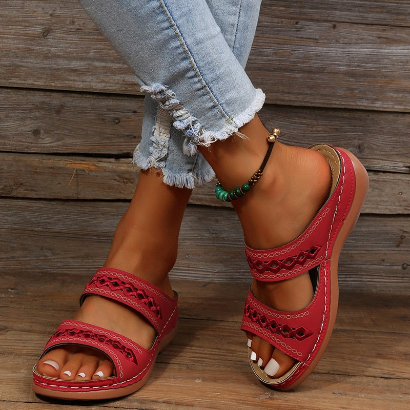 Slip On Triple Arch Support Open Toe Sandals for Women | Everyday Casual Wear