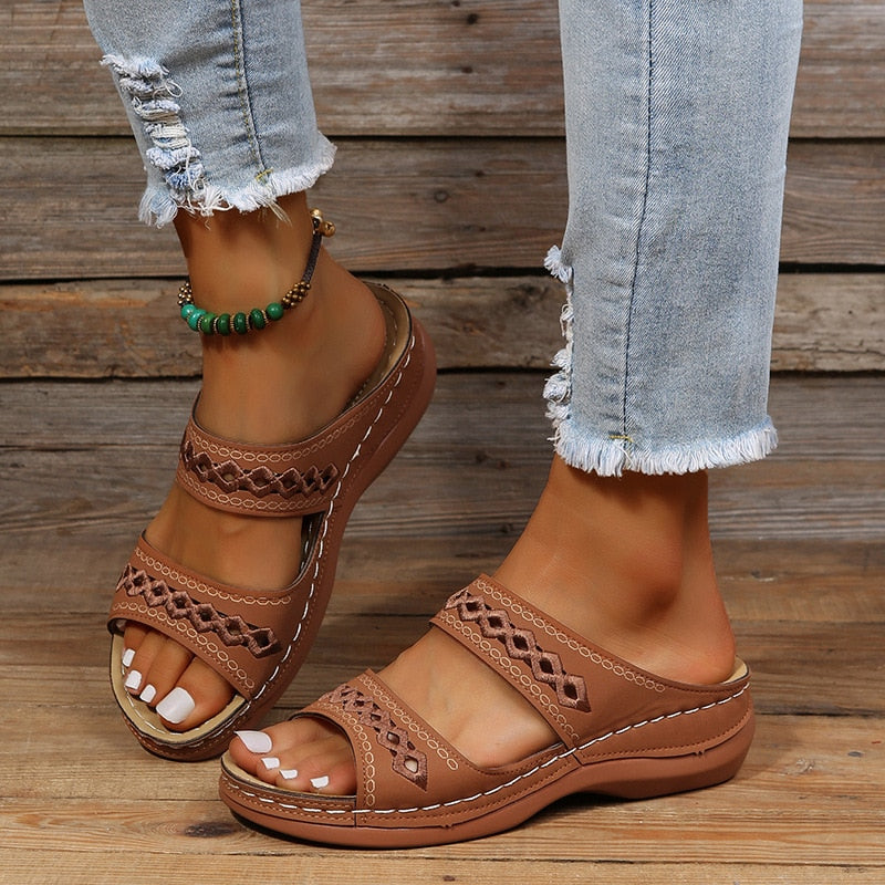 Slip On Triple Arch Support Open Toe Sandals for Women | Everyday Casual Wear