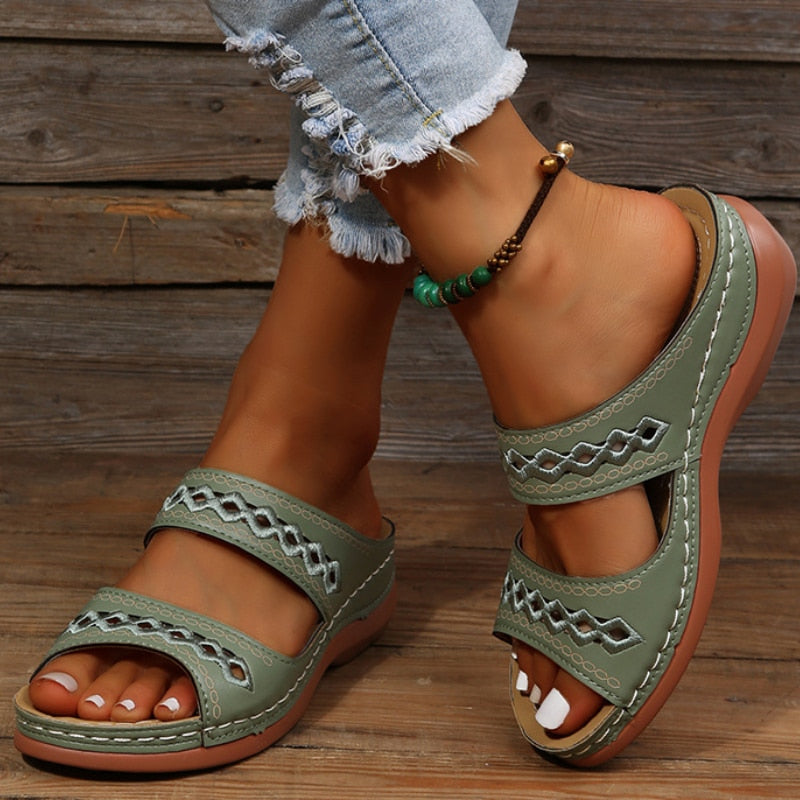 Slip On Triple Arch Support Open Toe Sandals for Women | Everyday Casual Wear