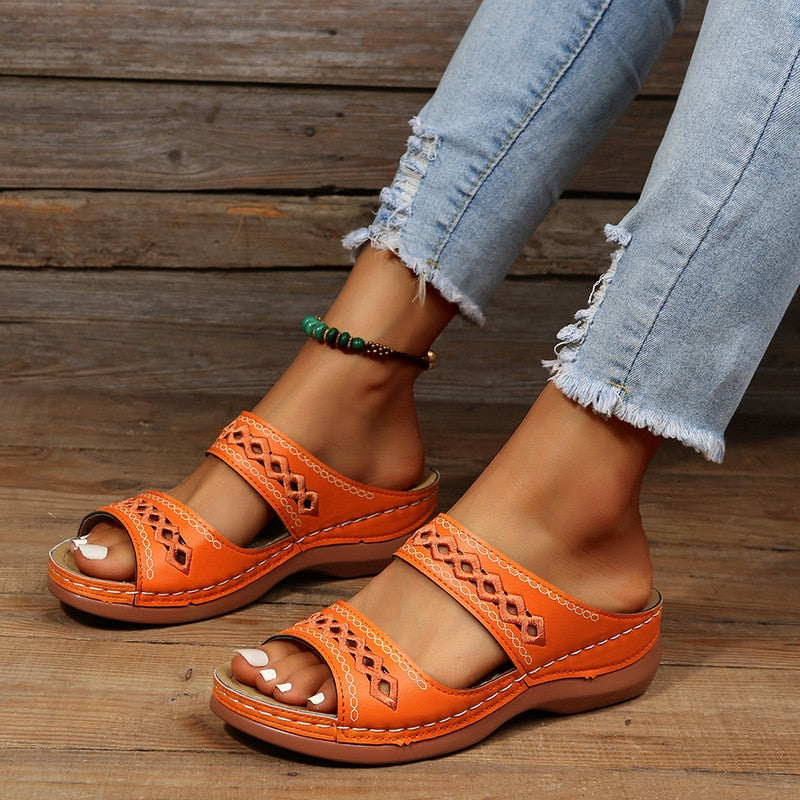 Slip On Triple Arch Support Open Toe Sandals for Women | Everyday Casual Wear