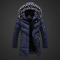 Long Slim Fit Straight Cut Closed Front Coat for Men | Below Hip Length