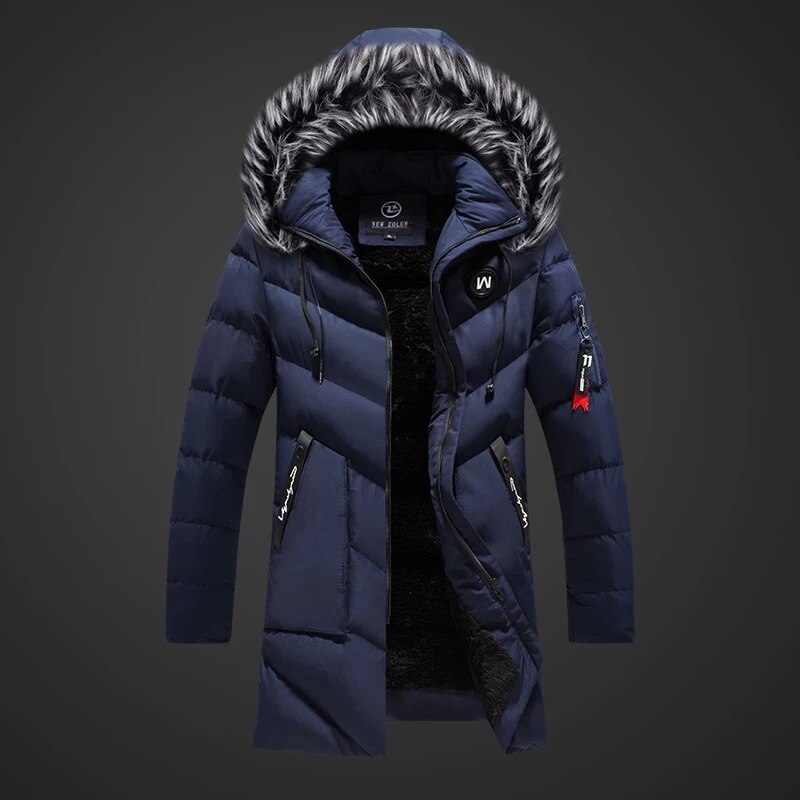 Long Slim Fit Straight Cut Closed Front Coat for Men | Below Hip Length