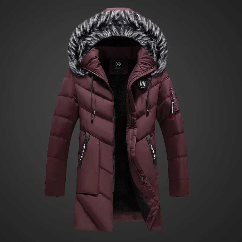 Long Slim Fit Straight Cut Closed Front Coat for Men | Below Hip Length