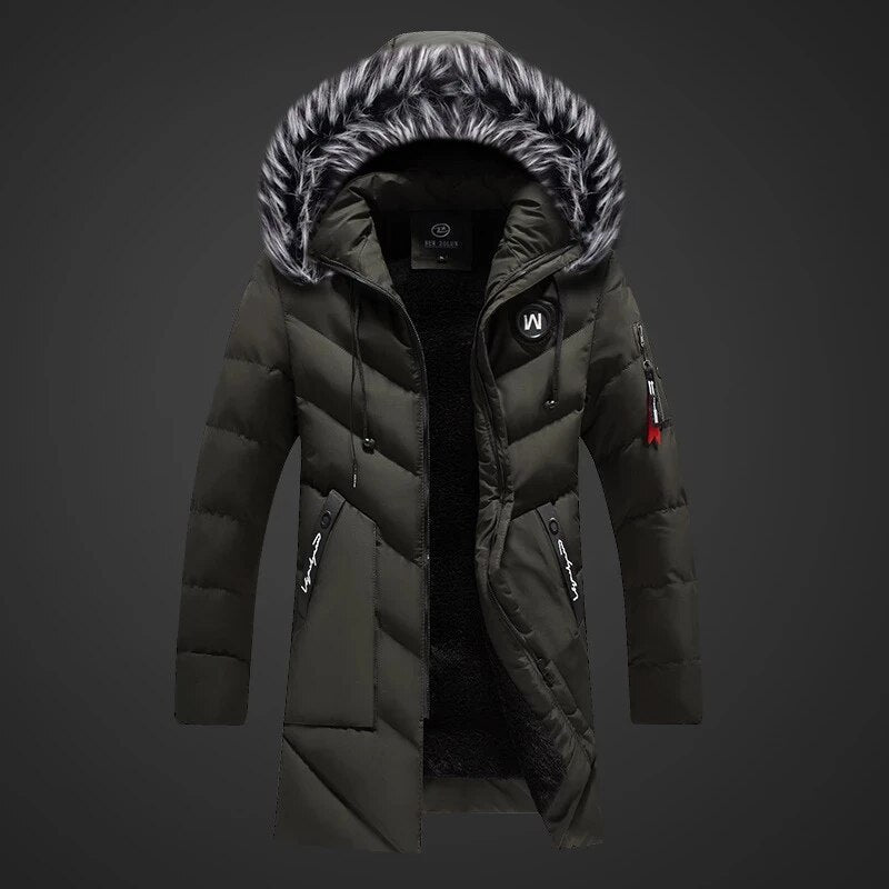 Long Slim Fit Straight Cut Closed Front Coat for Men | Below Hip Length