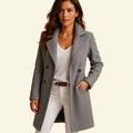 Double Breasted Drop Lapel Knee Length Coat for Women | Fitted Waist Buttons