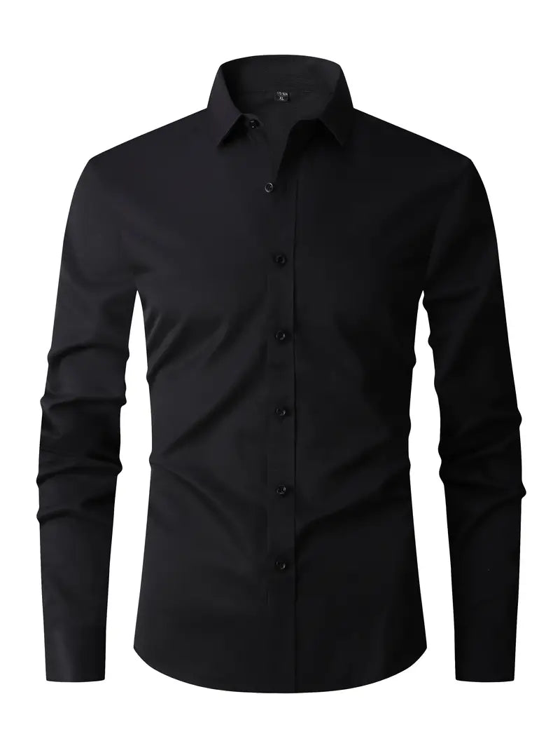 Slim Fit Long Sleeve Button Front Collared Dress Shirt for Men | Casual Wear