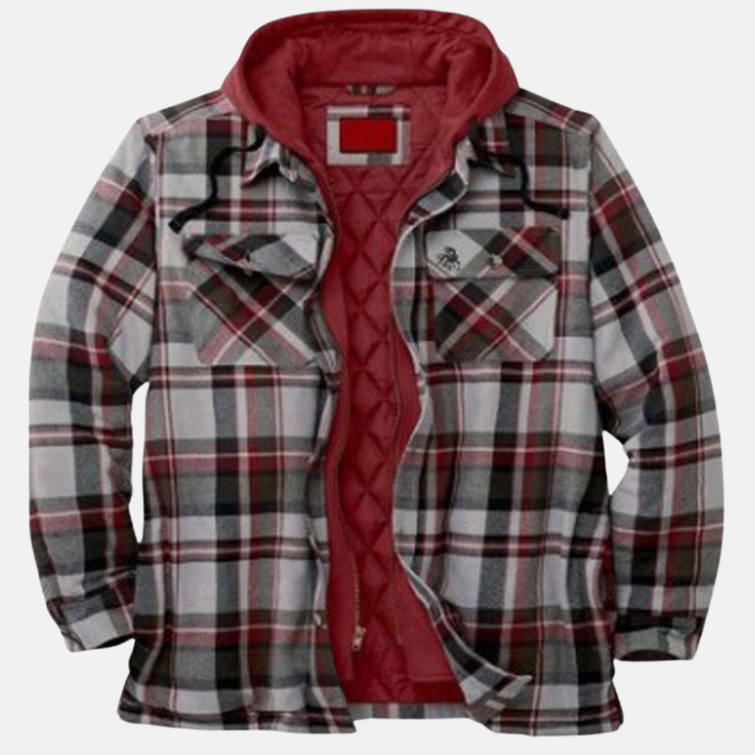 Quilted Lined Button Front Long Sleeve Shirt Jacket for Men | Chest Pockets