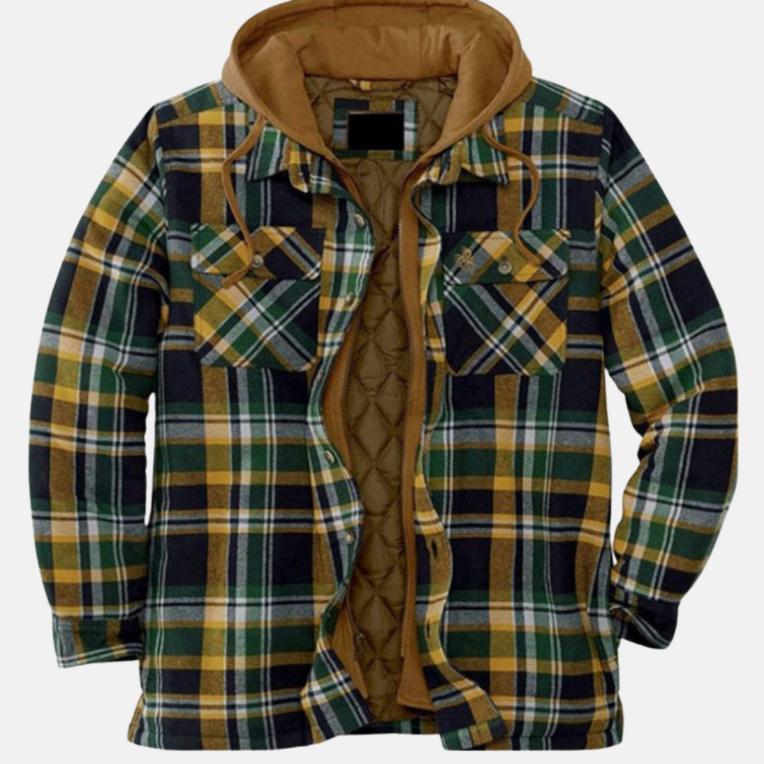 Quilted Lined Button Front Long Sleeve Shirt Jacket for Men | Chest Pockets