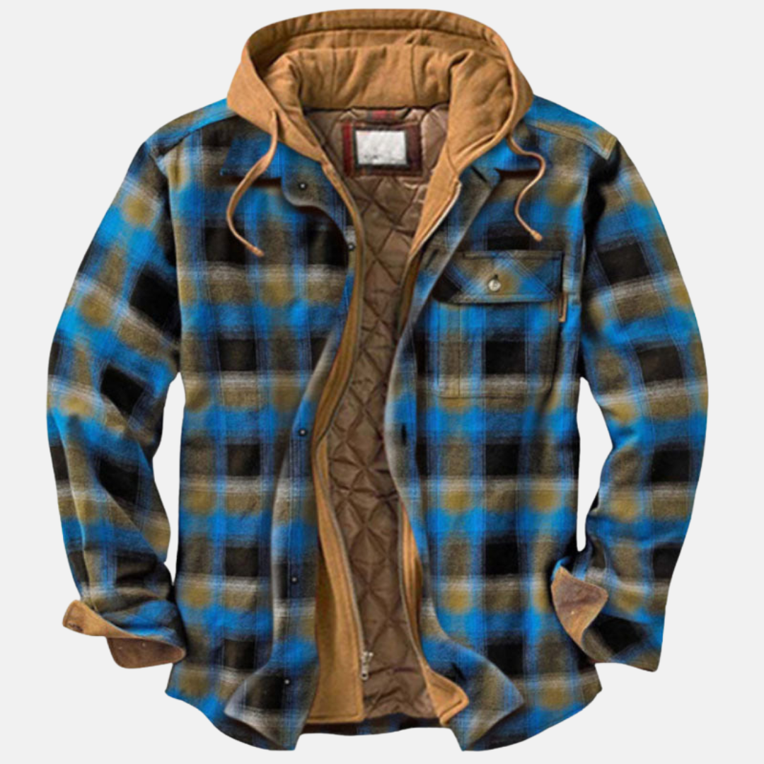 Quilted Lined Button Front Long Sleeve Shirt Jacket for Men | Chest Pockets