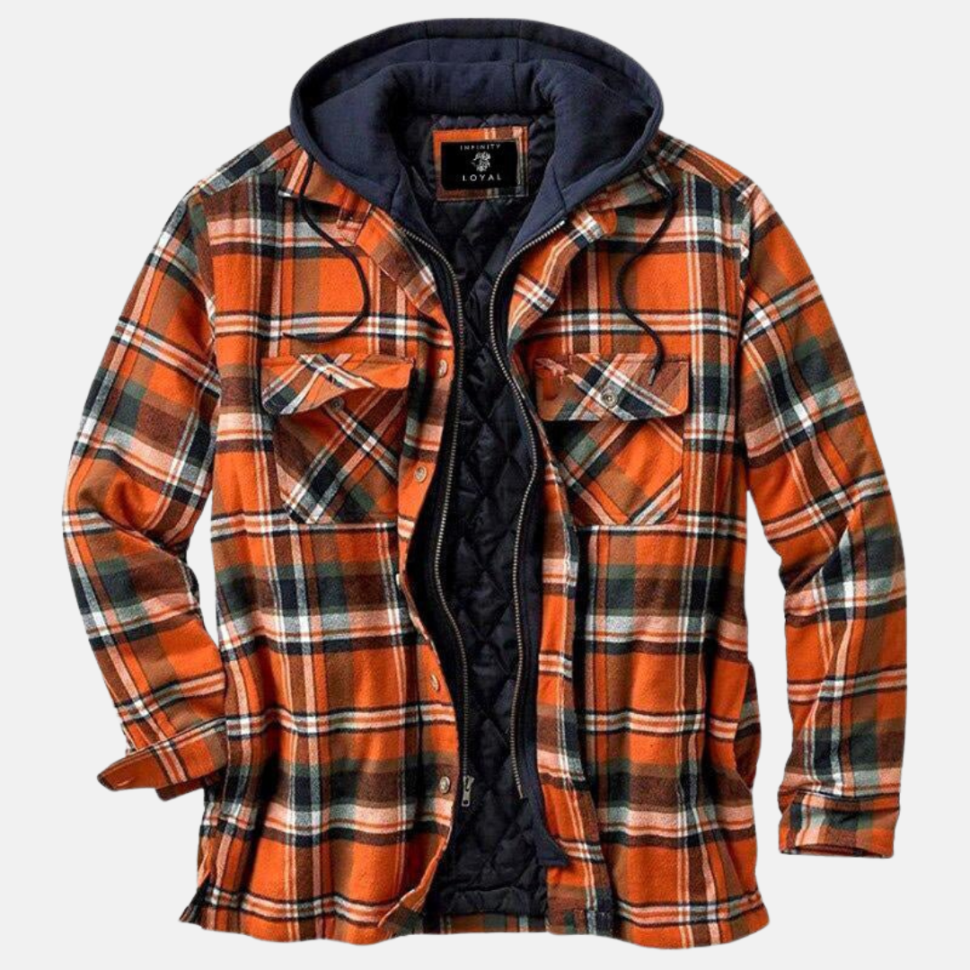 Quilted Lined Button Front Long Sleeve Shirt Jacket for Men | Chest Pockets