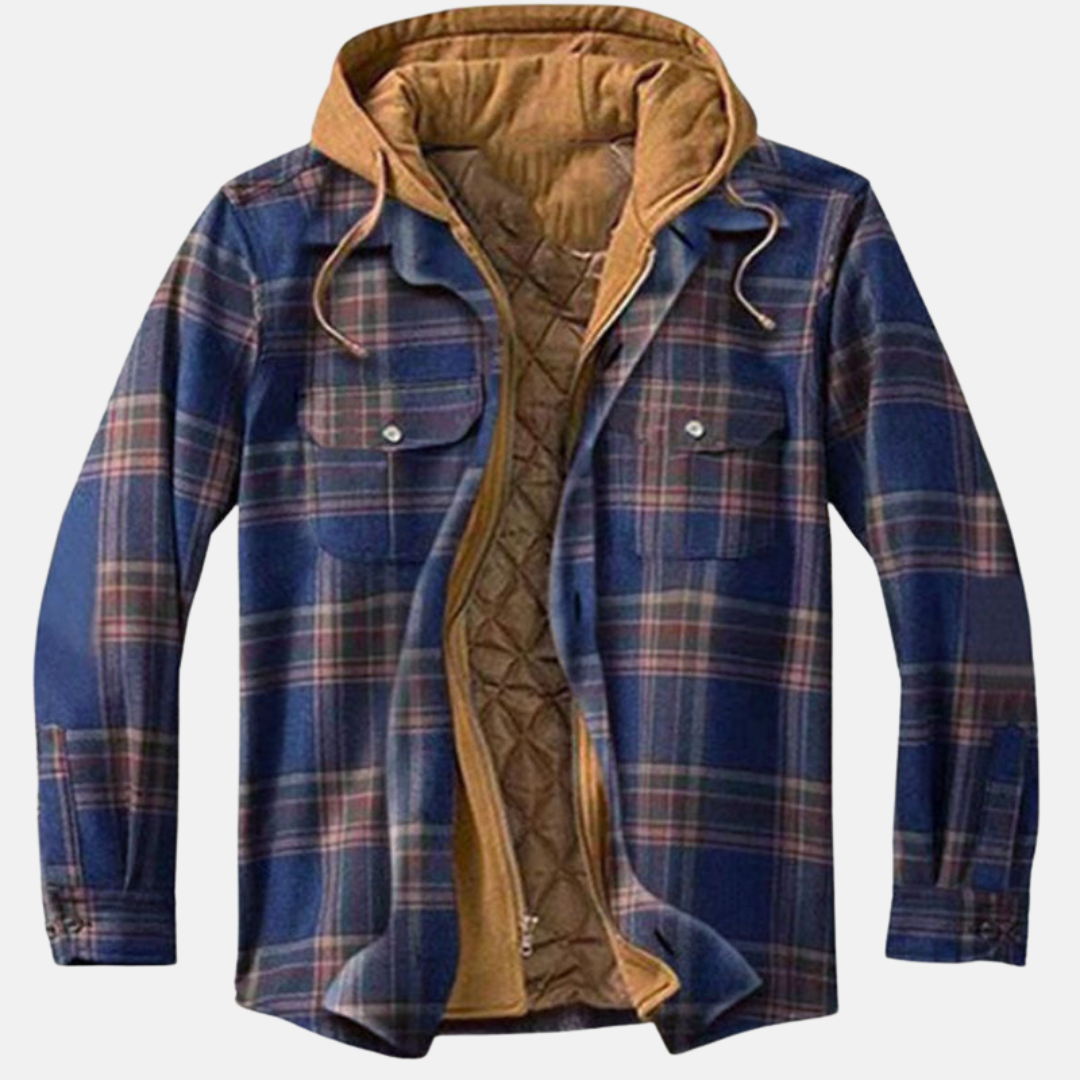 Quilted Lined Button Front Long Sleeve Shirt Jacket for Men | Chest Pockets