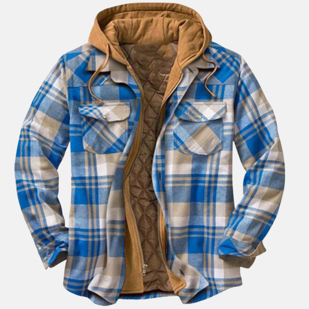 Quilted Lined Button Front Long Sleeve Shirt Jacket for Men | Chest Pockets
