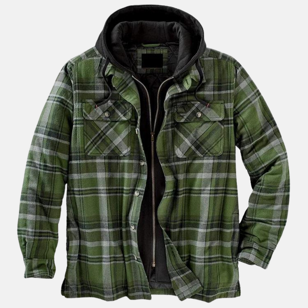Quilted Lined Button Front Long Sleeve Shirt Jacket for Men | Chest Pockets