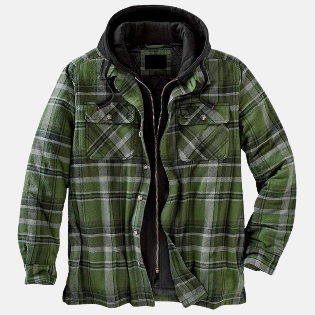 Quilted Lined Button Front Long Sleeve Shirt Jacket for Men | Chest Pockets