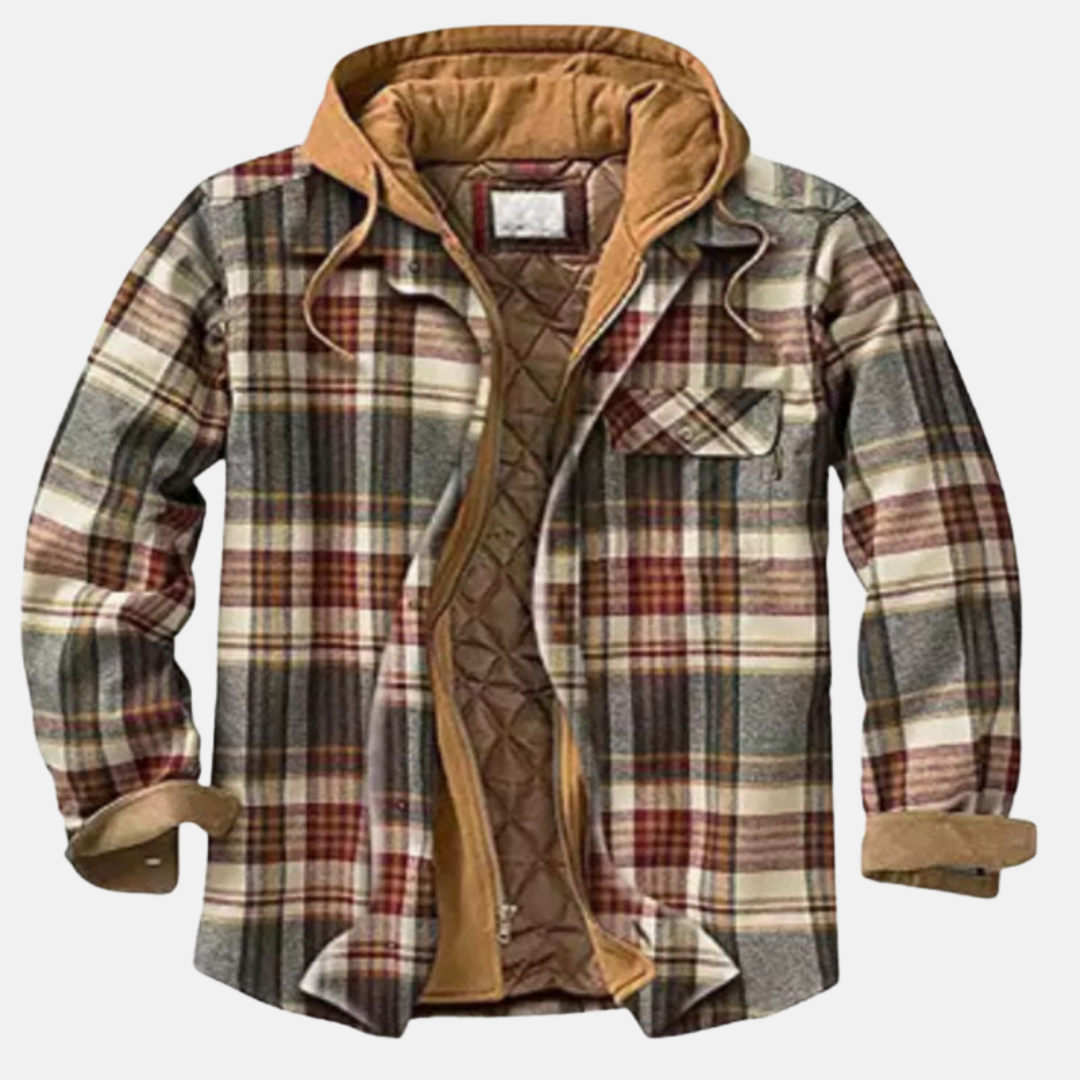 Quilted Lined Button Front Long Sleeve Shirt Jacket for Men | Chest Pockets
