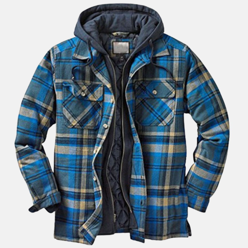 Quilted Lined Button Front Long Sleeve Shirt Jacket for Men | Chest Pockets
