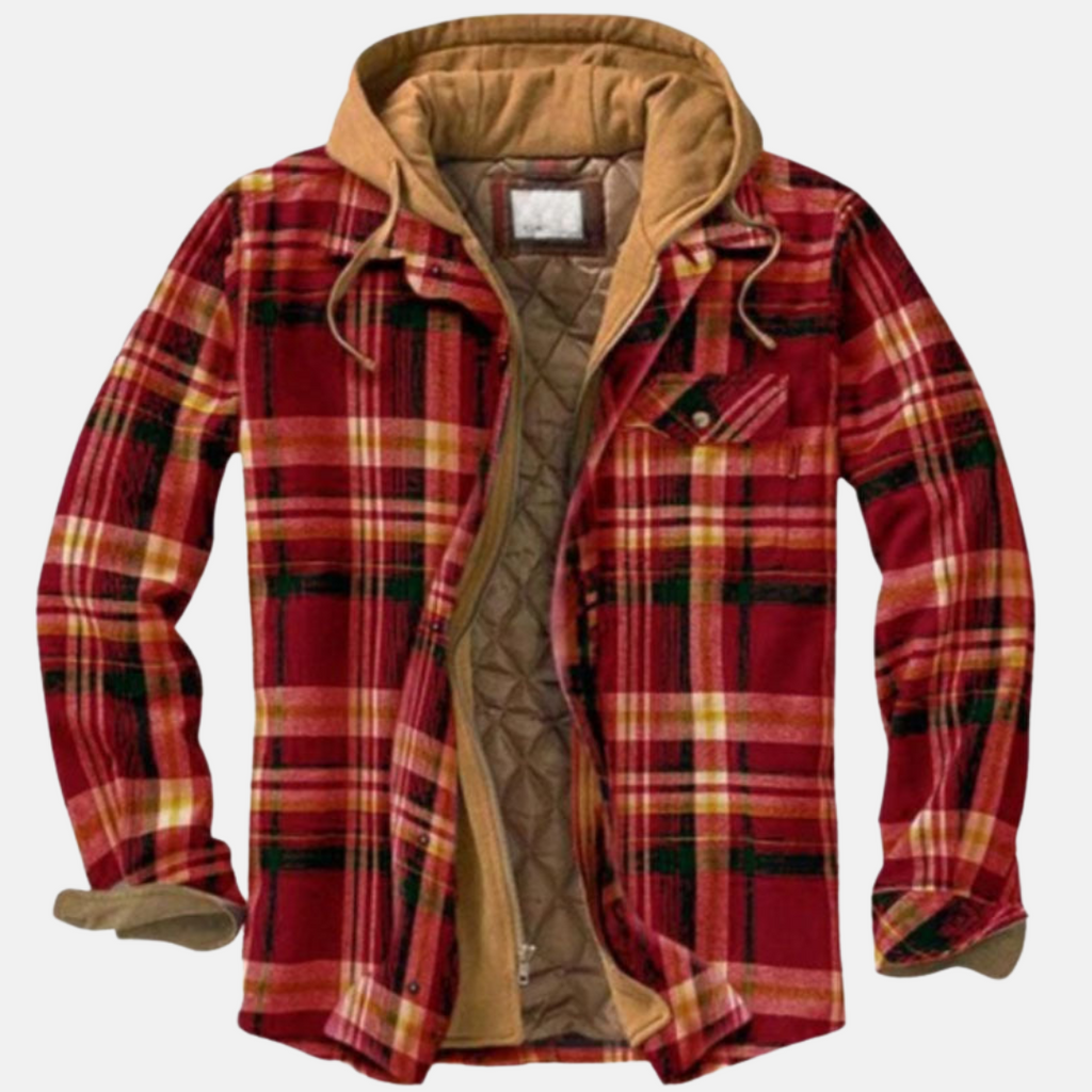 Quilted Lined Button Front Long Sleeve Shirt Jacket for Men | Chest Pockets