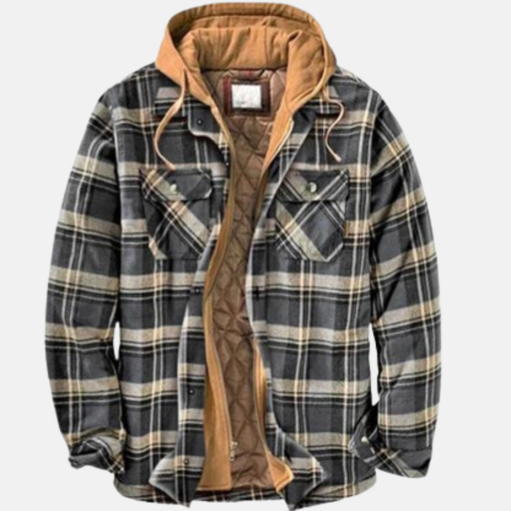 Quilted Lined Button Front Long Sleeve Shirt Jacket for Men | Chest Pockets