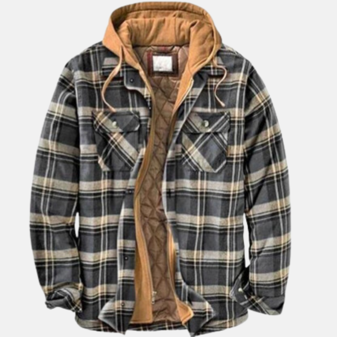 Quilted Lined Button Front Long Sleeve Shirt Jacket for Men | Chest Pockets
