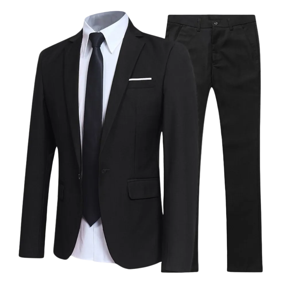 Two Piece Formal Suit Set with Jacket and Pants for Men | Business Office Events