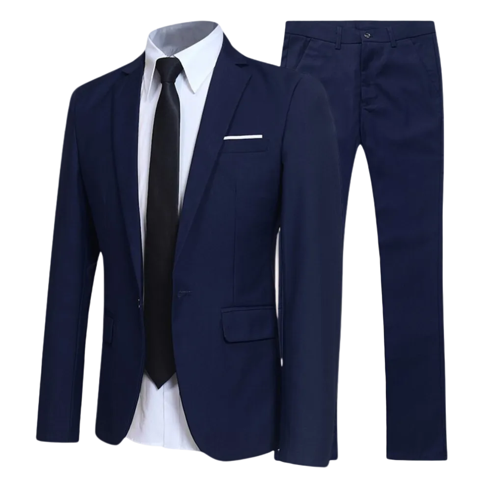 Two Piece Formal Suit Set with Jacket and Pants for Men | Business Office Events