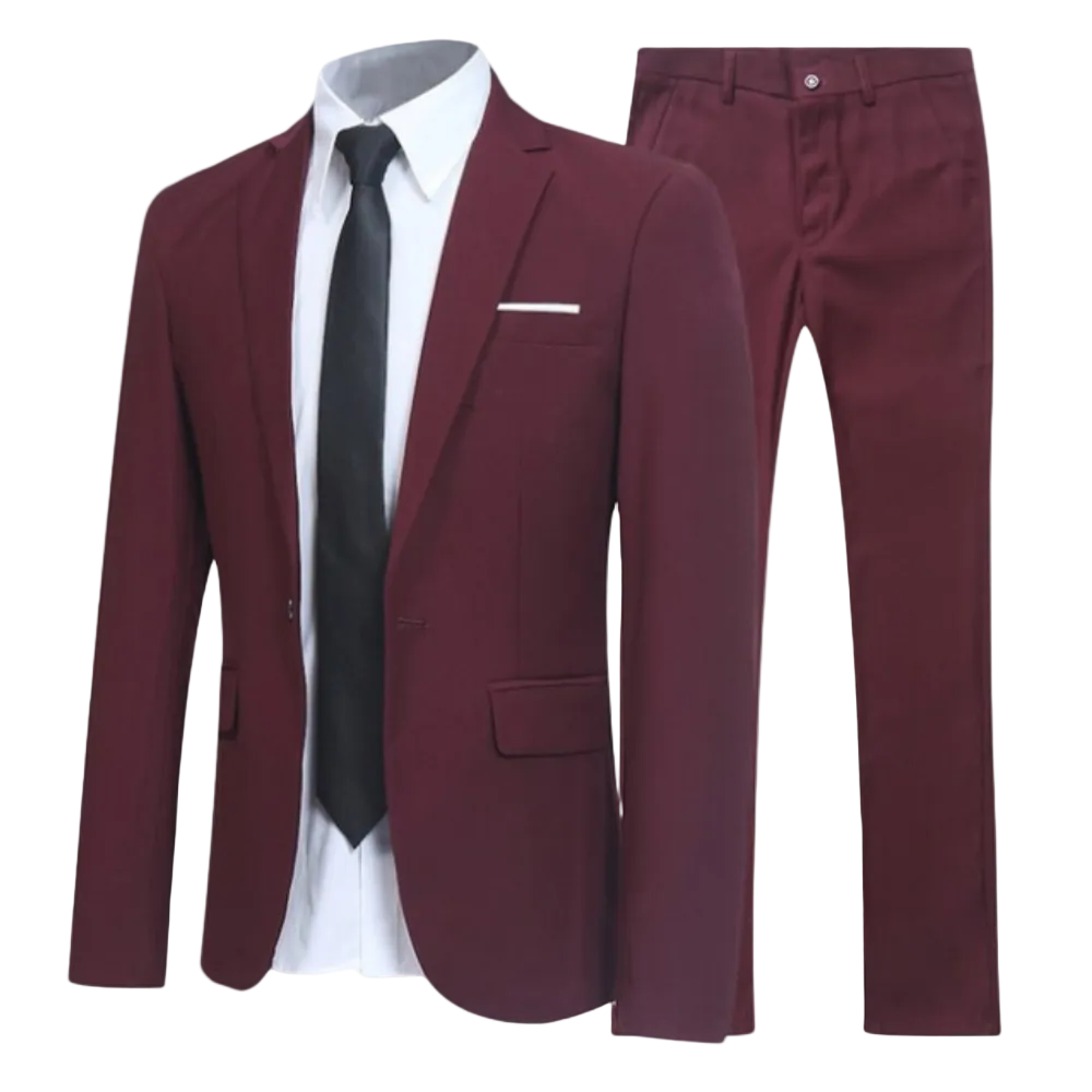 Two Piece Formal Suit Set with Jacket and Pants for Men | Business Office Events