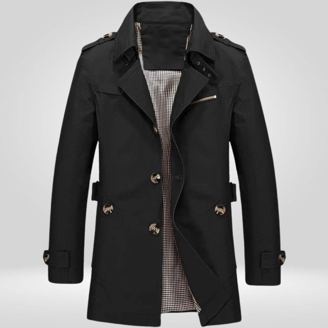 Regular Fit Button Closure Belted Trench Coat for Men | Daily and Work Outerwear
