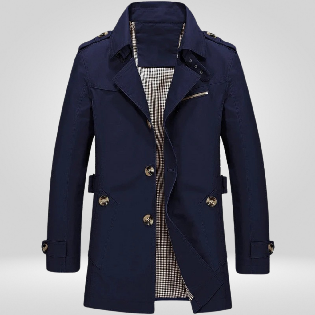 Regular Fit Button Closure Belted Trench Coat for Men | Daily and Work Outerwear