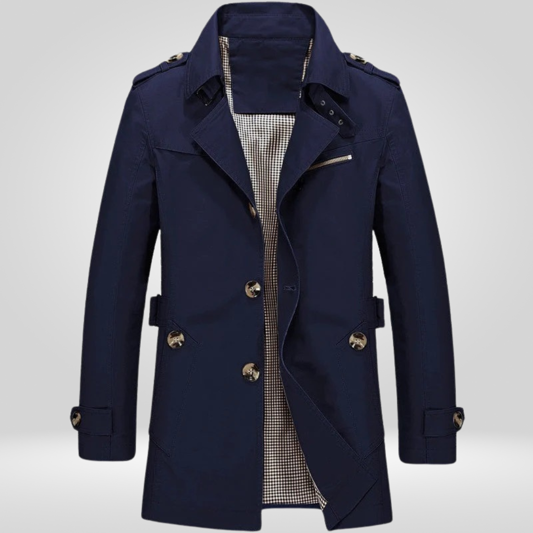 Regular Fit Button Closure Belted Trench Coat for Men | Daily and Work Outerwear