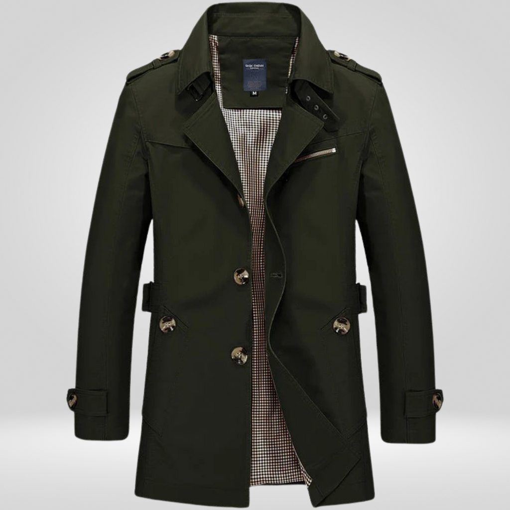 Regular Fit Button Closure Belted Trench Coat for Men | Daily and Work Outerwear