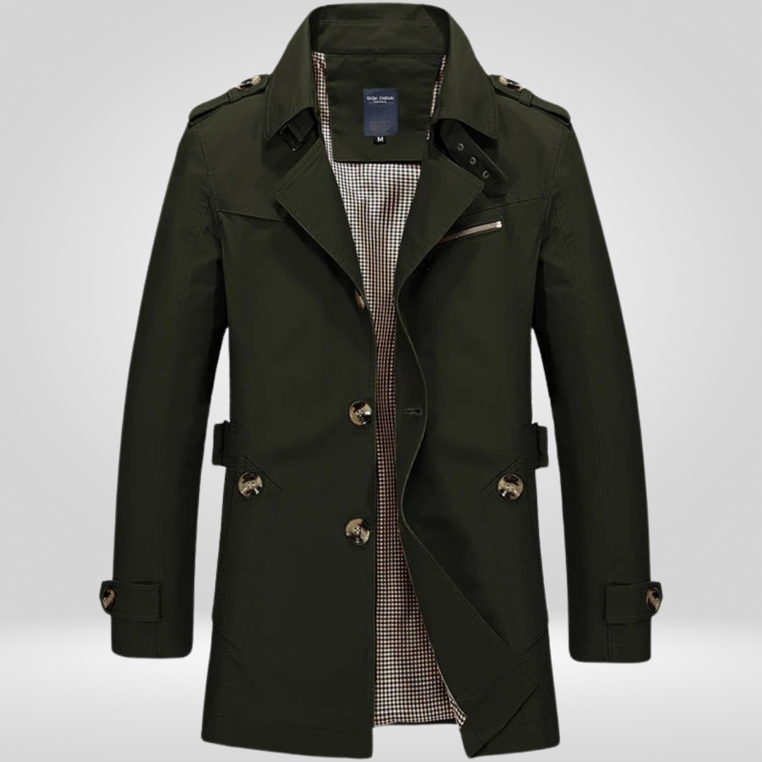 Regular Fit Button Closure Belted Trench Coat for Men | Daily and Work Outerwear