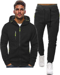 Zip Front Hoodie and Jogger Sweatpants Two Piece Tracksuit Set for Men