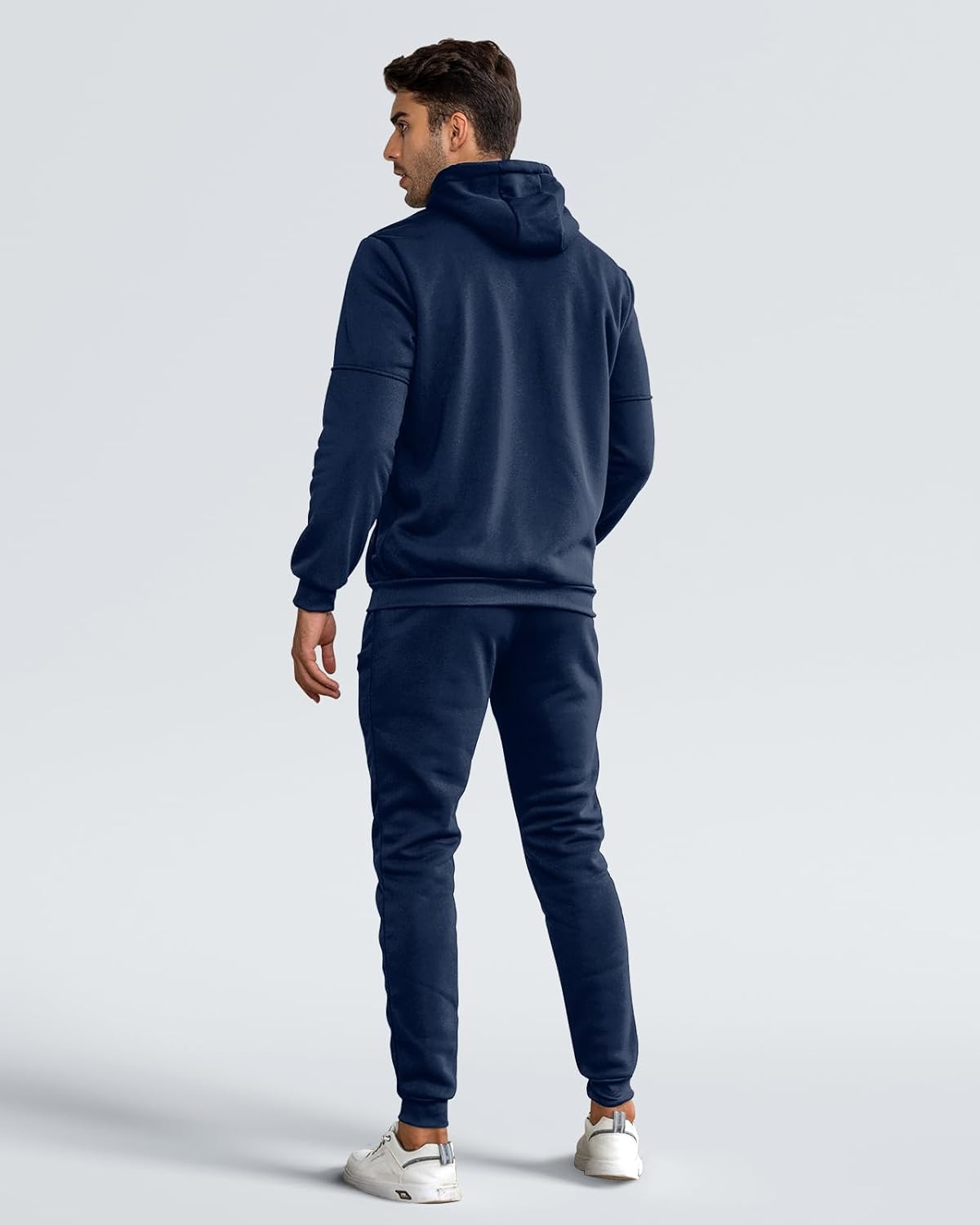 Zip Front Hoodie and Jogger Sweatpants Two Piece Tracksuit Set for Men
